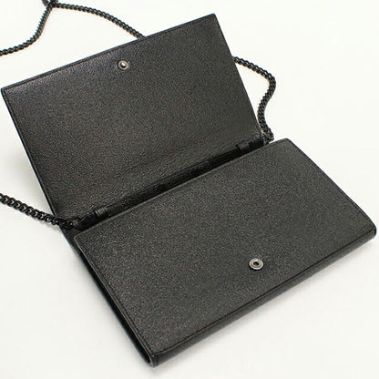 中古 サンローラン チェーンウォレット レディース ブランド SAINT LAURENT YSLモノグラム レザー 377829 ブラック USDSL113581011