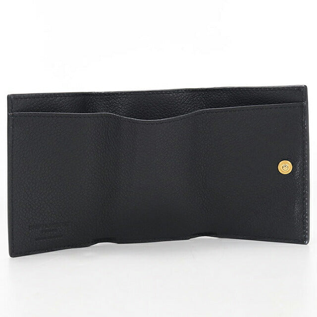 中古 サンローラン 三つ折り財布 三折財布 レディース ブランド SAINT LAURENT コンパクトウォレット レザー 607925 ブラック USDSL113889011