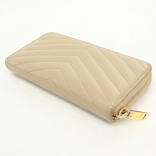 中古 サンローラン 長財布ラウンドファスナー レディース ブランド SAINT LAURENT モノグラム サンローラン  レザー 358094 ベージュ USDSL113893011