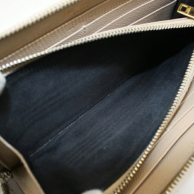 中古 サンローラン 長財布ラウンドファスナー レディース ブランド SAINT LAURENT モノグラム サンローラン  レザー 358094 ベージュ USDSL113893011