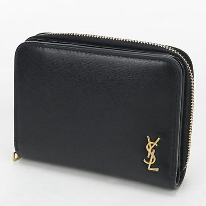 中古 サンローラン 二つ折り財布 二折財布 レディース ブランド SAINT LAURENT 635263 ブラック USDSL113974011