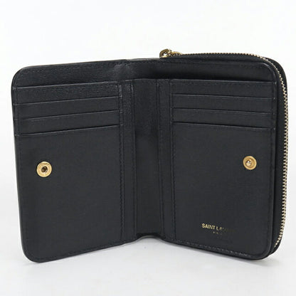 中古 サンローラン 二つ折り財布 二折財布 レディース ブランド SAINT LAURENT 635263 ブラック USDSL113974011