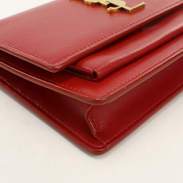 中古 サンローラン ショルダーバッグ レディース ブランド SAINT LAURENT  チェーン 533026 レッド USDSL114057011