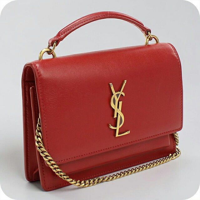 中古 サンローラン ショルダーバッグ レディース ブランド SAINT LAURENT  チェーン 533026 レッド USDSL114057011