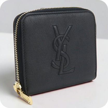 中古 サンローラン 二つ折り財布 二折財布 レディース ブランド SAINT LAURENT レザー 352906 ブラック USDSL114543011
