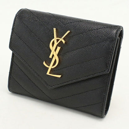 中古 サンローラン 二つ折り財布 二折財布 レディース ブランド SAINT LAURENT モノグラム スリーフォールドウォレット 403943 ブラック USDSL114695011