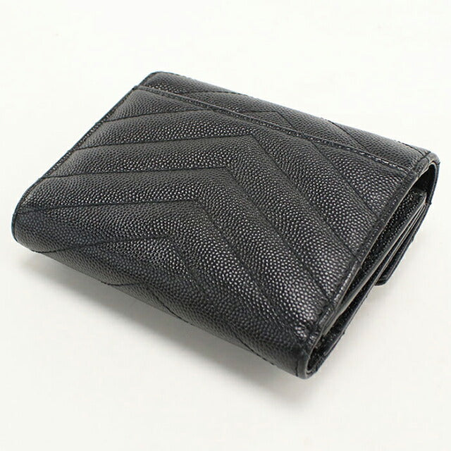 中古 サンローラン 二つ折り財布 二折財布 レディース ブランド SAINT LAURENT モノグラム スリーフォールドウォレット 403943 ブラック USDSL114695011