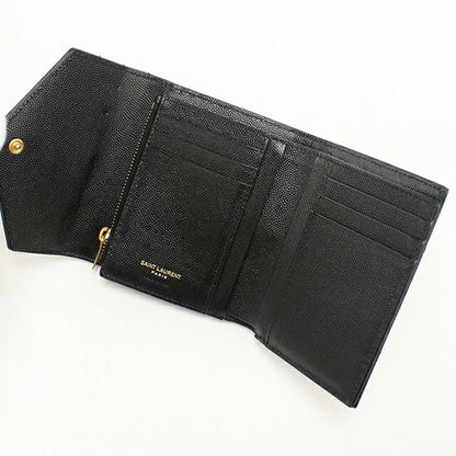 中古 サンローラン 二つ折り財布 二折財布 レディース ブランド SAINT LAURENT モノグラム スリーフォールドウォレット 403943 ブラック USDSL114695011