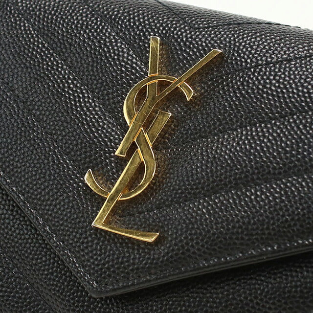中古 サンローラン 二つ折り財布 二折財布 レディース ブランド SAINT LAURENT モノグラム スリーフォールドウォレット 403943 ブラック USDSL114695011