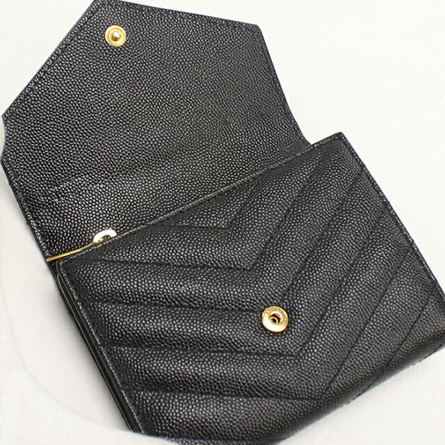 中古 サンローラン 二つ折り財布 二折財布 レディース ブランド SAINT LAURENT モノグラム スリーフォールドウォレット 403943 ブラック USDSL114695011