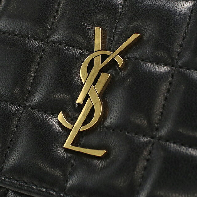 中古 サンローラン 長財布二折 レディース ブランド SAINT LAURENT ラージ フラップウォレット 801688 ブラック USDSL114696011