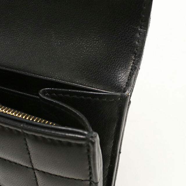 中古 サンローラン 長財布二折 レディース ブランド SAINT LAURENT ラージ フラップウォレット 801688 ブラック USDSL114696011