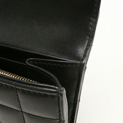 中古 サンローラン 長財布二折 レディース ブランド SAINT LAURENT ラージ フラップウォレット 801688 ブラック USDSL114696011