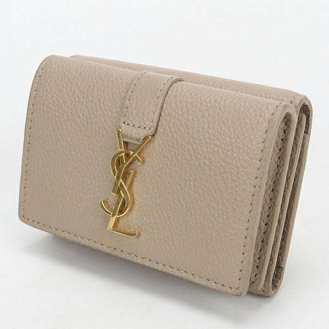 中古 サンローラン 三つ折り財布 三折財布 レディース ブランド SAINT LAURENT YSLライン 620287 ベージュ USDSL115114011