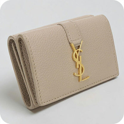 中古 サンローラン 三つ折り財布 三折財布 レディース ブランド SAINT LAURENT YSLライン 620287 ベージュ USDSL115114011