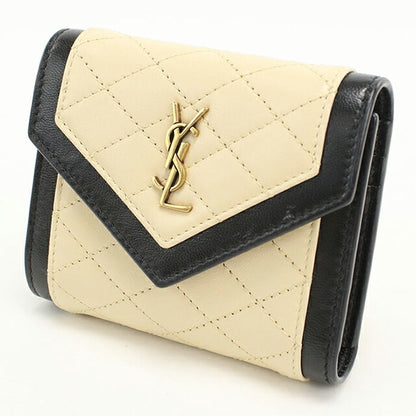 中古 サンローラン 三つ折り財布 三折財布 レディース ブランド SAINT LAURENT マルチフォールド ウォレット 712688 ベージュ USDSL115224011