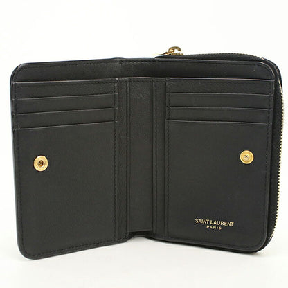 中古 サンローラン 二つ折り財布 二折財布 コンパクト レディース ブランド SAINT LAURENT YSLロゴ  532867 ブラック USDSL116205011