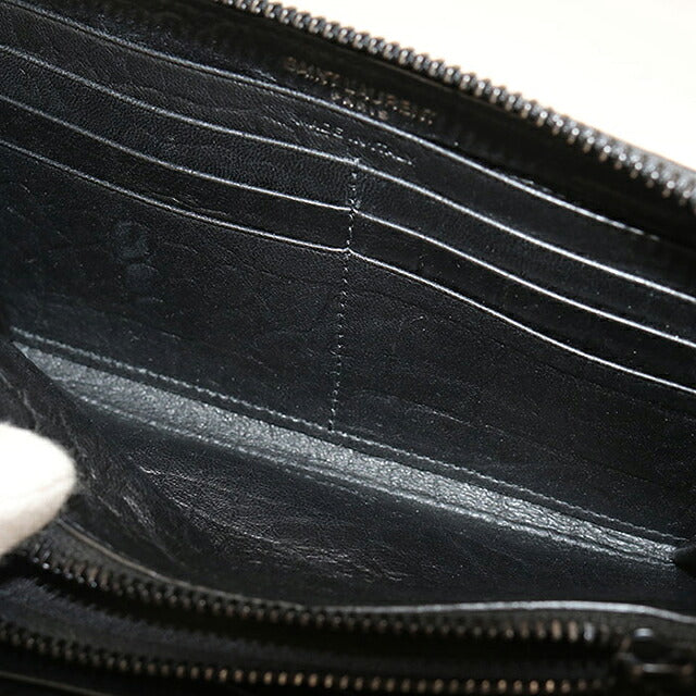中古 サンローラン 長財布ラウンドファスナー レディース ブランド SAINT LAURENT フルジップウォレット 617415 ブラック USDSL116248011