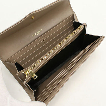 中古 サンローラン 長財布二折 レディース ブランド SAINT LAURENT カサンドラ ラージ フラップウォレット 372264 ベージュ USDSL116909011