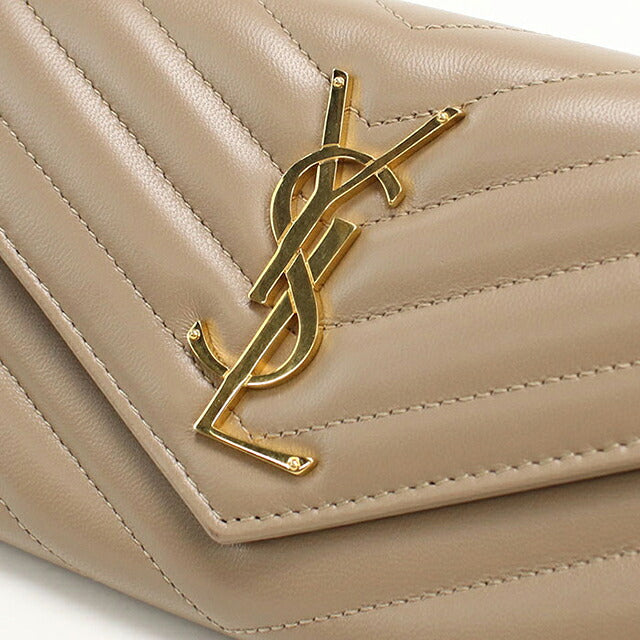 中古 サンローラン 長財布二折 レディース ブランド SAINT LAURENT カサンドラ ラージ フラップウォレット 372264 ベージュ USDSL116909011
