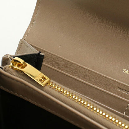 中古 サンローラン 長財布二折 レディース ブランド SAINT LAURENT カサンドラ ラージ フラップウォレット 372264 ベージュ USDSL116909011