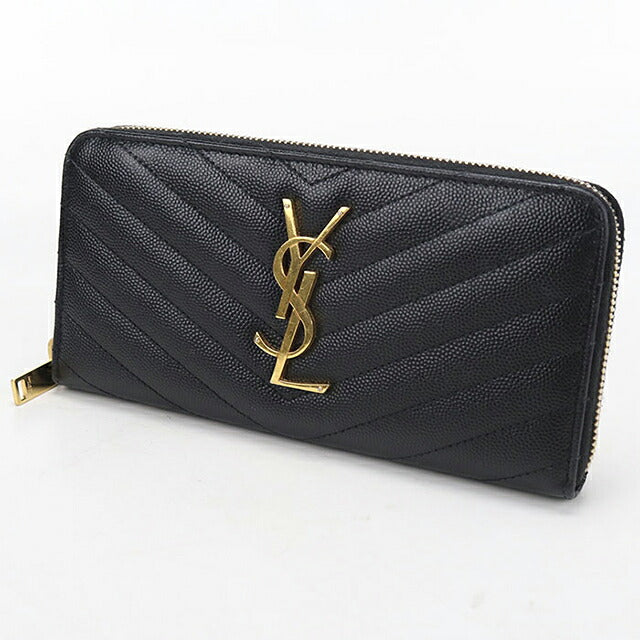 中古 サンローラン 長財布ラウンドファスナー レディース ブランド SAINT LAURENT モノグラム フルジップウォレット 358094 ブラック USDSL117536011