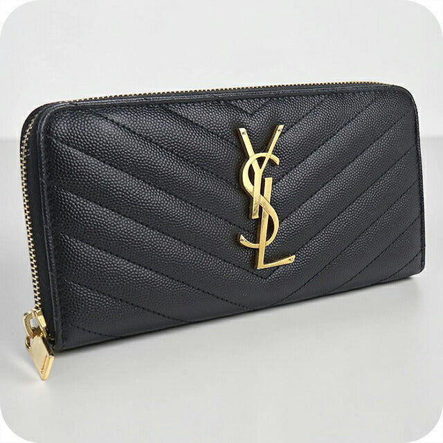 中古 サンローラン 長財布ラウンドファスナー レディース ブランド SAINT LAURENT モノグラム フルジップウォレット 358094 ブラック USDSL117536011