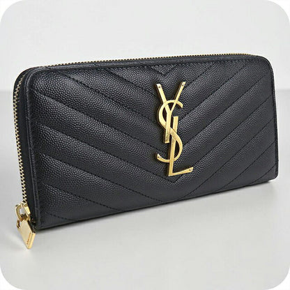 中古 サンローラン 長財布ラウンドファスナー レディース ブランド SAINT LAURENT モノグラム フルジップウォレット 358094 ブラック USDSL117536011