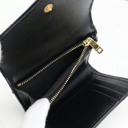 中古 サンローラン 三つ折り財布 三折財布 コンパクト レディース SAINT LAURENT モノグラム コンパクト スリーフォールド ウォレット レザー 403943 USDSL117980011