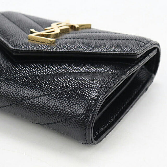 中古 サンローラン 三つ折り財布 三折財布 コンパクト レディース SAINT LAURENT モノグラム コンパクト スリーフォールド ウォレット レザー 403943 USDSL117980011