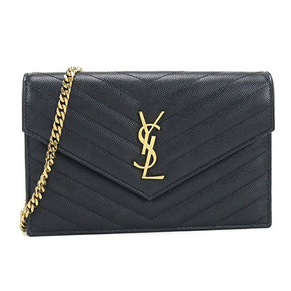 二手 Saint Laurent 链条钱包女装品牌 SAINT LAURENT Cassandra 信封 742920 黑色 USDSL119253011