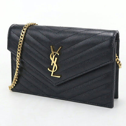 二手 Saint Laurent 链条钱包女装品牌 SAINT LAURENT Cassandra 信封 742920 黑色 USDSL119253011