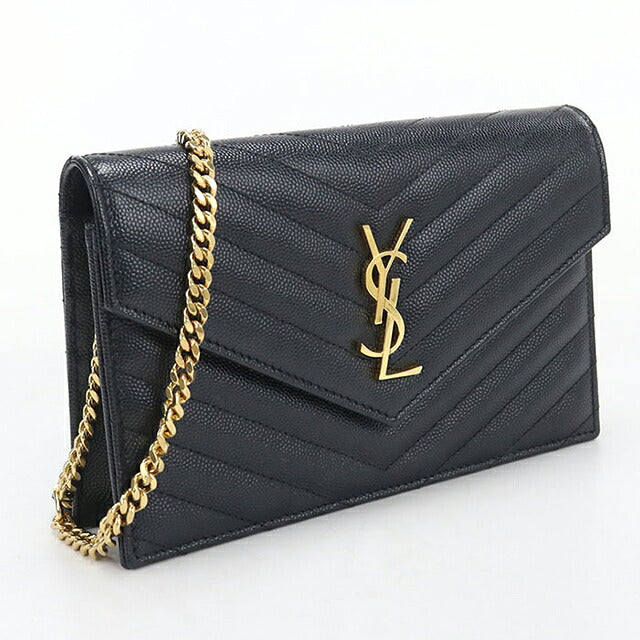 二手 Saint Laurent 链条钱包女装品牌 SAINT LAURENT Cassandra 信封 742920 黑色 USDSL119253011