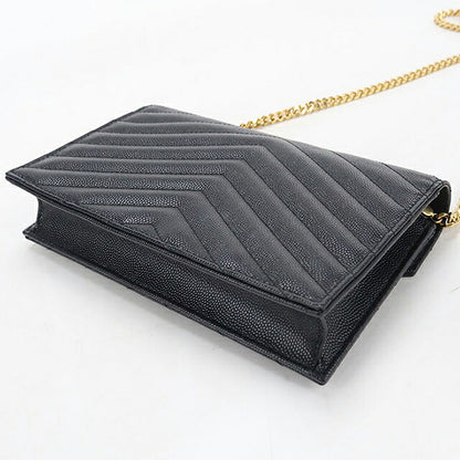 二手 Saint Laurent 链条钱包女装品牌 SAINT LAURENT Cassandra 信封 742920 黑色 USDSL119253011
