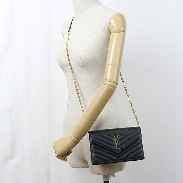 二手 Saint Laurent 链条钱包女装品牌 SAINT LAURENT Cassandra 信封 742920 黑色 USDSL119253011