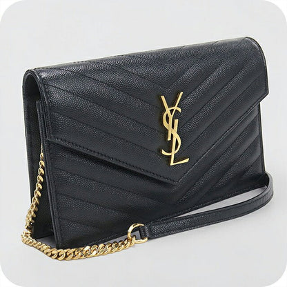 二手 Saint Laurent 链条钱包女装品牌 SAINT LAURENT Cassandra 信封 742920 黑色 USDSL119253011