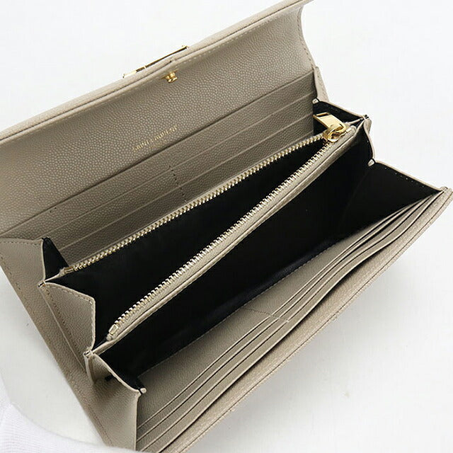 中古 サンローラン 長財布二折 レディース ブランド SAINT LAURENT カサンドラ マトラッセ ラージ フラップウォレット 372264 BOW01 2721 ベージュ USDSL119424011
