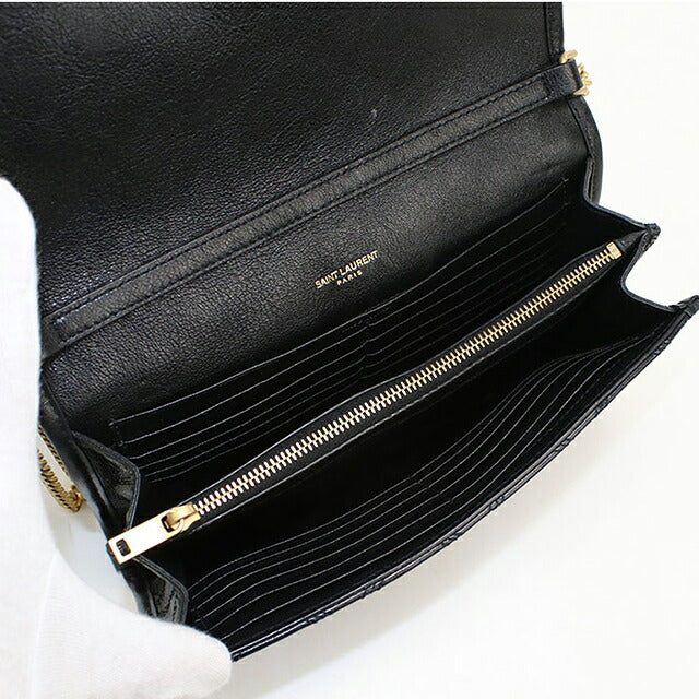 中古 サンローラン ショルダーバッグ レディース ブランド SAINT LAURENT  チェーン レザー 585031 ブラック USDSL119537011