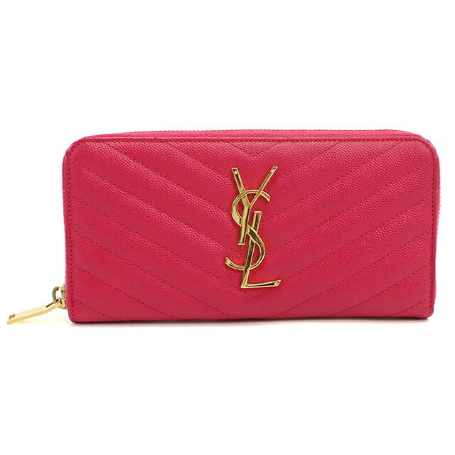 中古 サンローラン 長財布ラウンドファスナー レディース ブランド SAINT LAURENT カサンドラ フルジップウォレット 358094 ピンク USDSL119555011