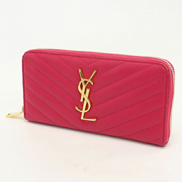 中古 サンローラン 長財布ラウンドファスナー レディース ブランド SAINT LAURENT カサンドラ フルジップウォレット 358094 ピンク USDSL119555011