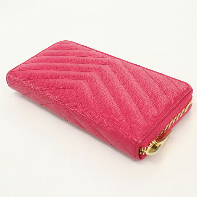 中古 サンローラン 長財布ラウンドファスナー レディース ブランド SAINT LAURENT カサンドラ フルジップウォレット 358094 ピンク USDSL119555011