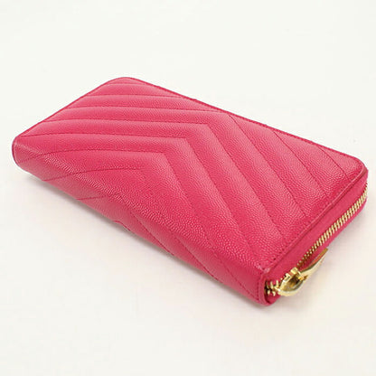 中古 サンローラン 長財布ラウンドファスナー レディース ブランド SAINT LAURENT カサンドラ フルジップウォレット 358094 ピンク USDSL119555011