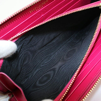 中古 サンローラン 長財布ラウンドファスナー レディース ブランド SAINT LAURENT カサンドラ フルジップウォレット 358094 ピンク USDSL119555011