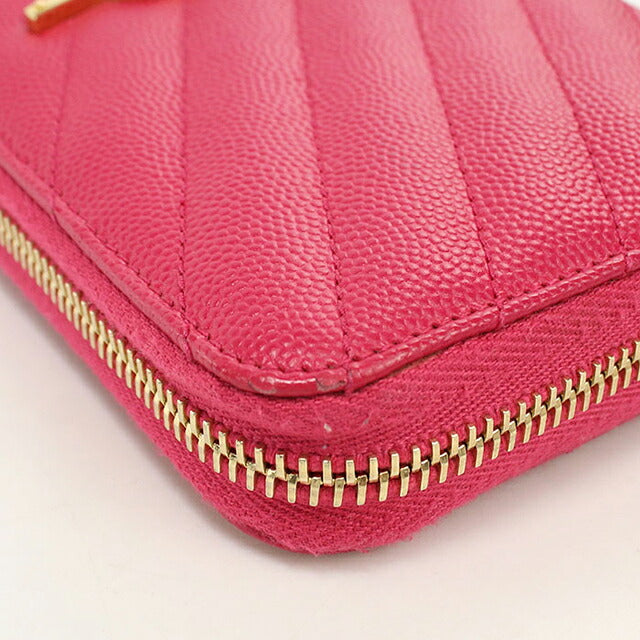 中古 サンローラン 長財布ラウンドファスナー レディース ブランド SAINT LAURENT カサンドラ フルジップウォレット 358094 ピンク USDSL119555011