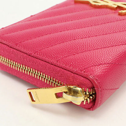 中古 サンローラン 長財布ラウンドファスナー レディース ブランド SAINT LAURENT カサンドラ フルジップウォレット 358094 ピンク USDSL119555011