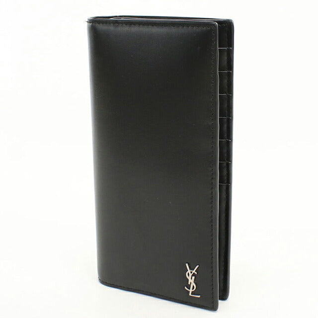 中古 サンローラン 長財布二折 メンズ ブランド SAINT LAURENT タイニー カサンドラ コチネンタルウォレット 607746 ブラック USDSL119587011