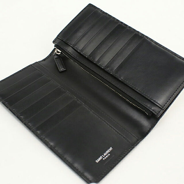 中古 サンローラン 長財布二折 メンズ ブランド SAINT LAURENT タイニー カサンドラ コチネンタルウォレット 607746 ブラック USDSL119587011
