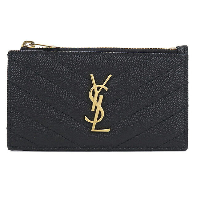 中古 サンローラン コインケース コンパクト レディース ブランド SAINT LAURENT カサンドラ フラグメントケース カードケース 607915 ブラック USDSL119607011