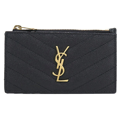 中古 サンローラン コインケース コンパクト レディース ブランド SAINT LAURENT カサンドラ フラグメントケース カードケース 607915 ブラック USDSL119607011