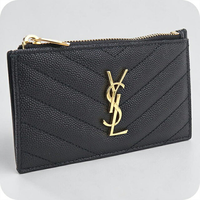 中古 サンローラン コインケース コンパクト レディース ブランド SAINT LAURENT カサンドラ フラグメントケース カードケース 607915 ブラック USDSL119607011